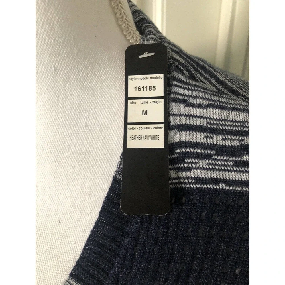 Belldini Women's Open Front Cardigan Sweater Size M Navy White Striped Open Knit